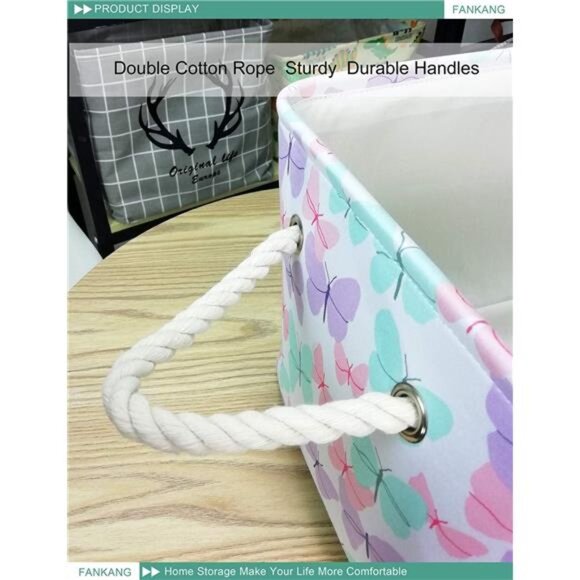 Rectangular Laundry Basket Nursery Storage Fabric Storage Bin Storage - Picture 5 of 8